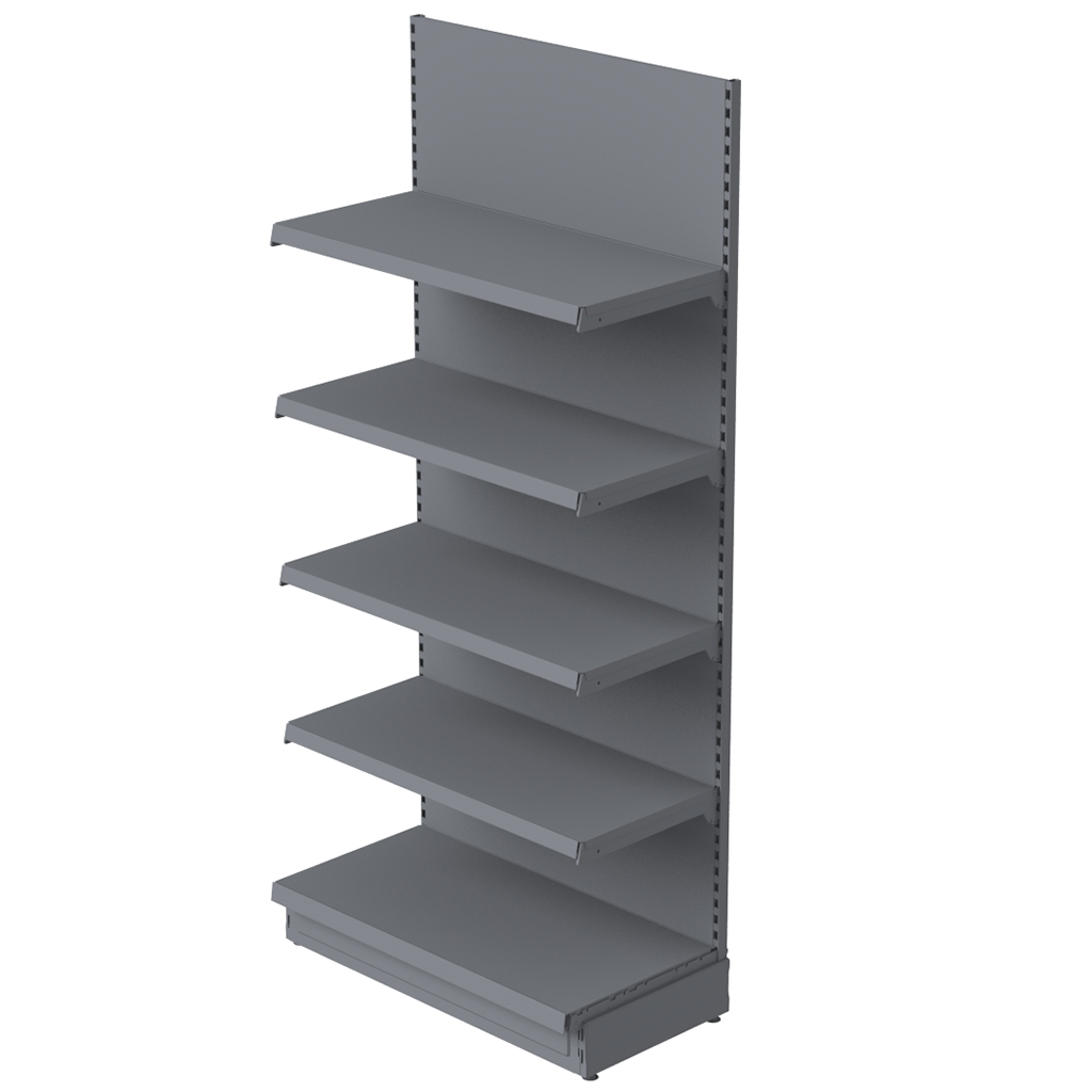 Regał sklepowy Mega-M Merkury przyścienny H-210 cm L-100 cm G-47/4x37 cm (GC-55 cm) grafit moduł bazowy N - obrazek 4