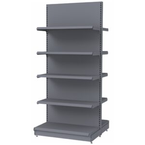 Regał sklepowy Mega-M Merkury dwustronny H-210 cm L-100 cm G-2x47/8x37 cm (GC-102 cm) grafit moduł bazowy N