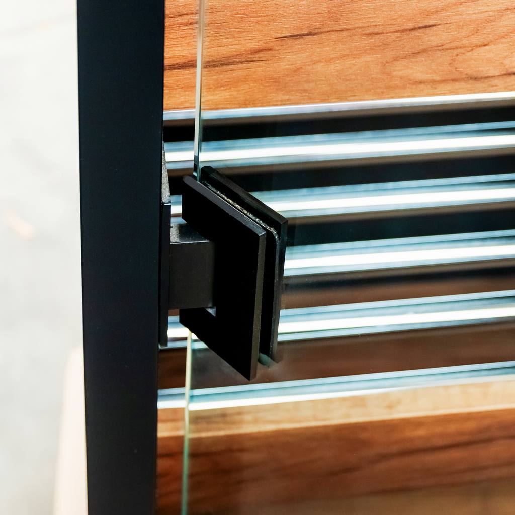 Regał na pieczywo Mega-M moduł z szybą LED H-205 cm L-60 cm G-58 cm czarny / dąb kraft N - obrazek 5