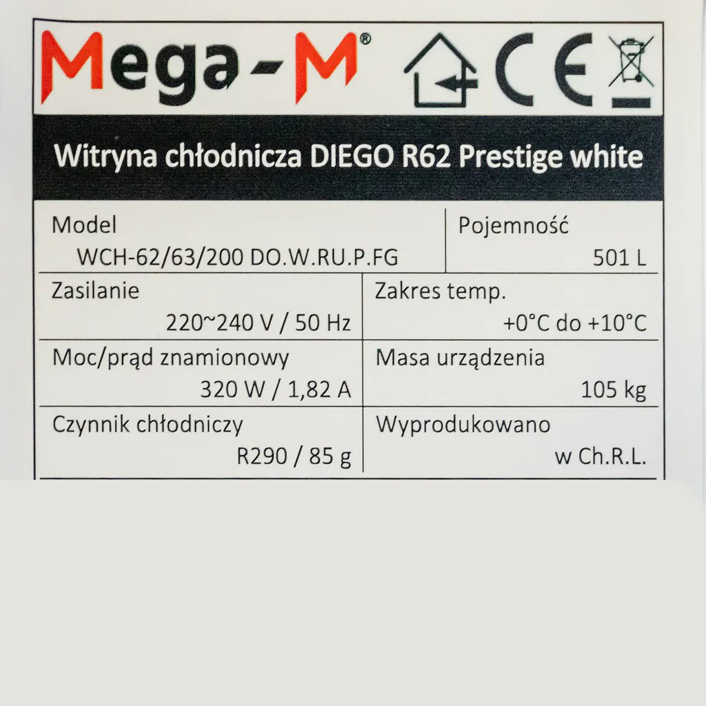 Witryna chłodnicza Mega-M DIEGO R62 Prestige White N - obrazek 8