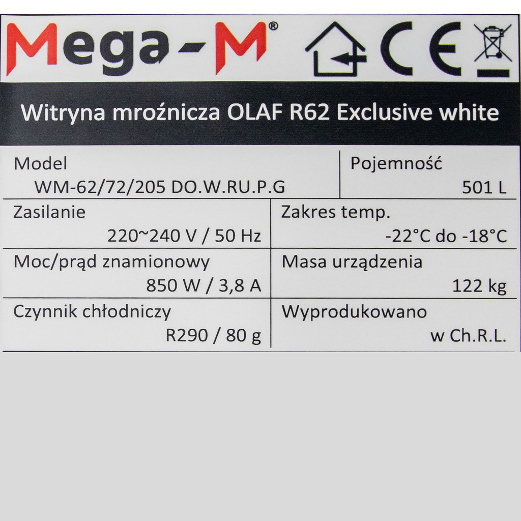 Witryna mroźnicza Mega-M OLAF R62 Exclusive White N - obrazek 9