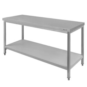 Stół ze stali nierdzewnej centralny z półką Mega-M S-140 cm G-70 cm H-85 cm N