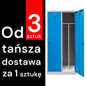 Szafka ubraniowa BHP Mega-M J-80 2 drzwiowa z przegrodami szara/ niebieski front S-80 cm G-50 cm H-180 cm skręcana (przesyłka paletowa) N