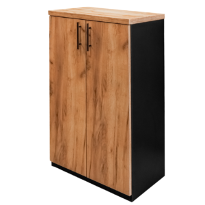 Szafka biurowa na segregatory Mega-M H- 120 cm L- 70 cm G- 35 cm czarny / front dąb kraft K003 N