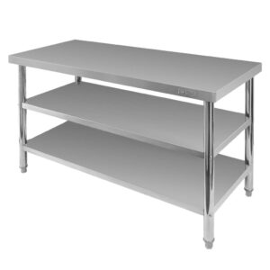 Stół ze stali nierdzewnej centralny z 2-półkami Mega-M X STANDARD S-140 cm G-70 cm H-85 cm N
