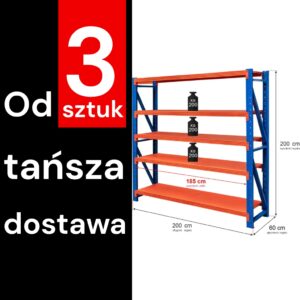 Regał magazynowy 5-półkowy Mega-M FORTIS LIGHT H-200 cm L-200 cm G-60 cm moduł bazowy (wysyłka paletowa) N