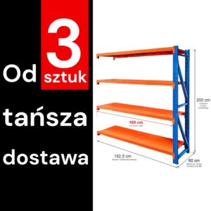 Regał magazynowy 4-półkowy Mega-M FORTIS LIGHT H-200 cm L-192,5 cm G-60 cm moduł dostawny (wysyłka paletowa) N