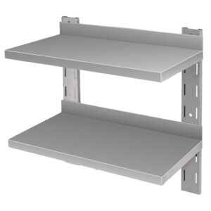 Półka wisząca podwójna ze stali nierdzewnej Mega-M S-60 cm G-30 cm N