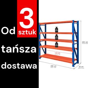 Regał magazynowy 5-półkowy Mega-M FORTIS LIGHT H-200 cm L-200 cm G-50 cm moduł bazowy (wysyłka paletowa) N