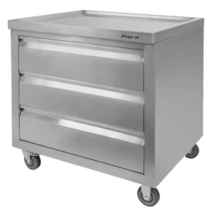 Szafka mobilna ze stali nierdzewnej z 3-szufladami Mega-M S-80 cm G-60 cm H-85 cm N
