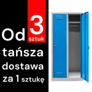 Szafka ubraniowa BHP Mega-M J-80 2 drzwiowa szara/ niebieski front S-80 cm G-50 cm H-180 cm skręcana (wysyłka paletowa) N