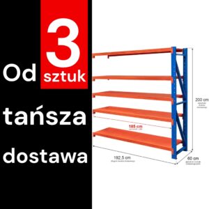 Regał magazynowy 5-półkowy Mega-M FORTIS LIGHT H-200 cm L-192,5 cm G-50 cm moduł dostawny (wysyłka paletowa) N