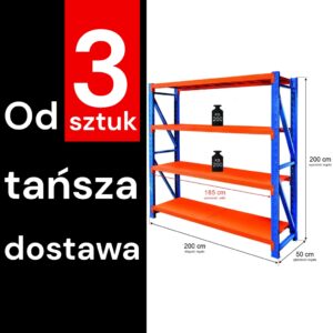 Regał magazynowy 4-półkowy Mega-M FORTIS LIGHT H-200 cm L-200 cm G-50 cm moduł bazowy (wysyłka paletowa) N