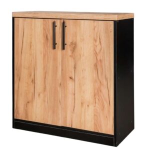 Szafka biurowa na segregatory Mega-M H- 85 cm L- 80 cm G- 35 cm  dąb kraft / czarny N