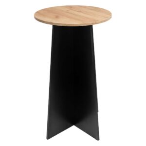 Stolik kawowy barowy wysoki okrągły Mega-M H- 103 cm L- 60 cm G- 60 cm dąb kraft K003 / czarny N