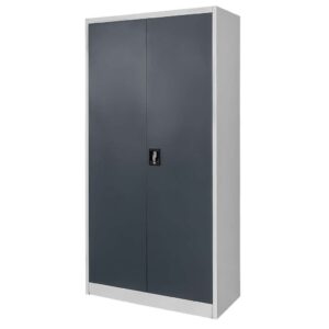 Szafa biurowa metalowa FURVERO W-101 S/G na dokumenty szara / grafitowy front S- 90 cm G- 40 cm H-185 cm skręcana N