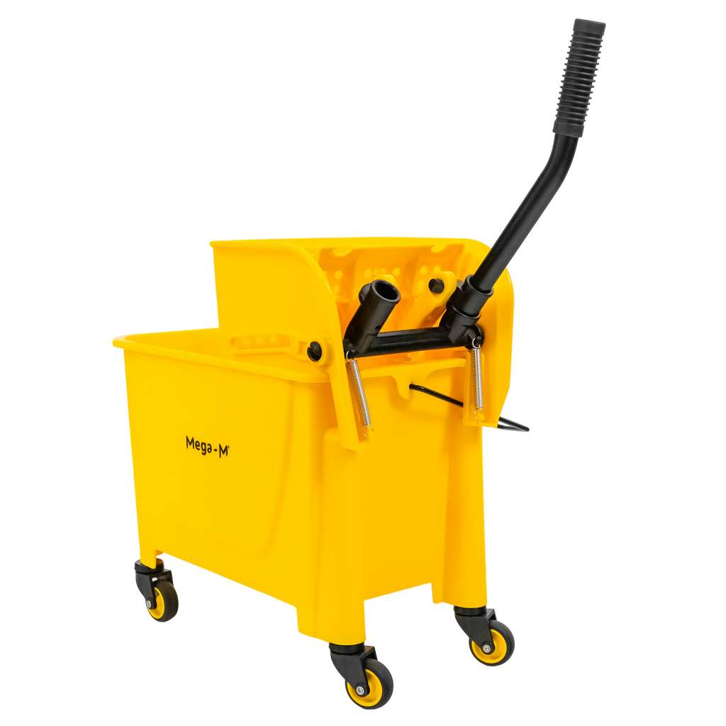 Wózek do sprzątania jednowiaderkowy z prasą 20L Mega-M żółty N - obrazek 8