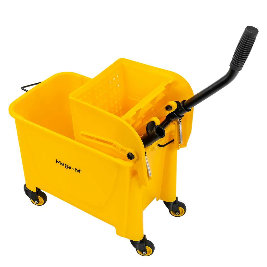 Wózek do sprzątania jednowiaderkowy z prasą 20L Mega-M żółty N - obrazek 6
