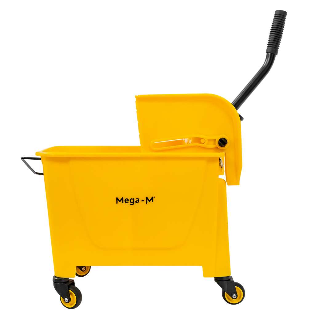 Wózek do sprzątania jednowiaderkowy z prasą 20L Mega-M żółty N - obrazek 2