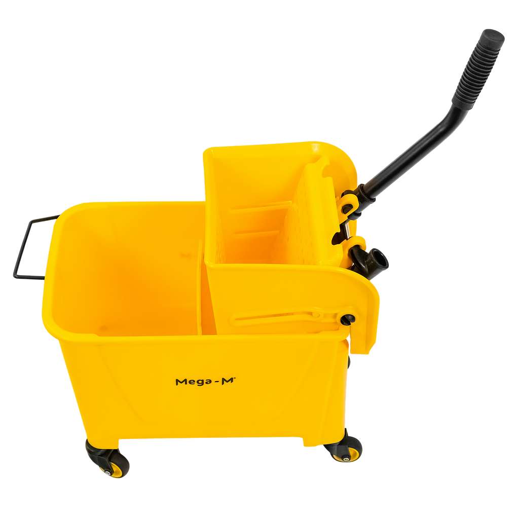 Wózek do sprzątania jednowiaderkowy z prasą 20L Mega-M żółty N - obrazek 7