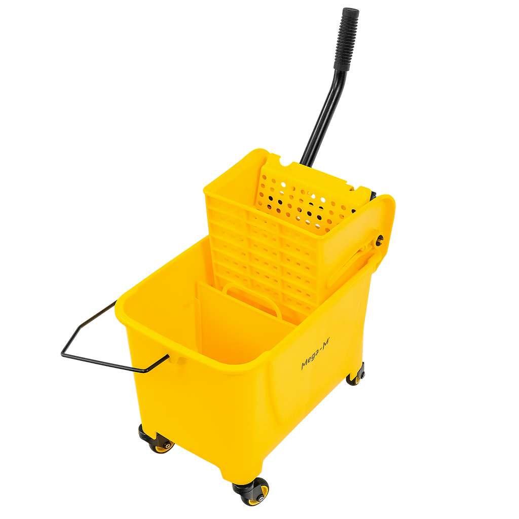 Wózek do sprzątania jednowiaderkowy z prasą 20L Mega-M żółty N - obrazek 12