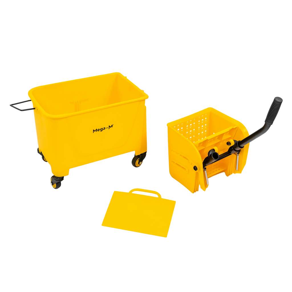 Wózek do sprzątania jednowiaderkowy z prasą 20L Mega-M żółty N - obrazek 14