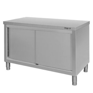 Stół ze stali nierdzewnej centralny z szafką Mega-M S-150 cm G-60 cm H-85 cm N