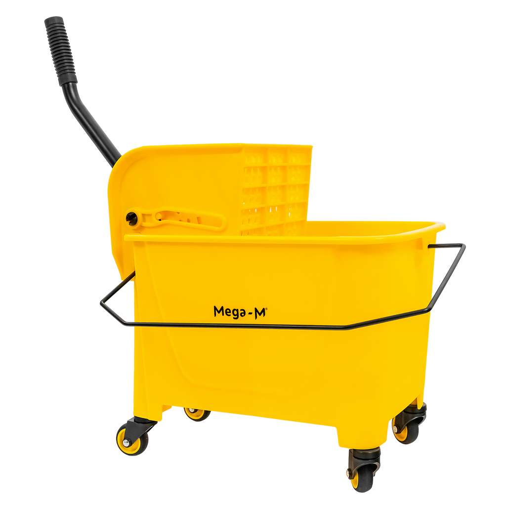 Wózek do sprzątania jednowiaderkowy z prasą 20L Mega-M żółty N - obrazek 5
