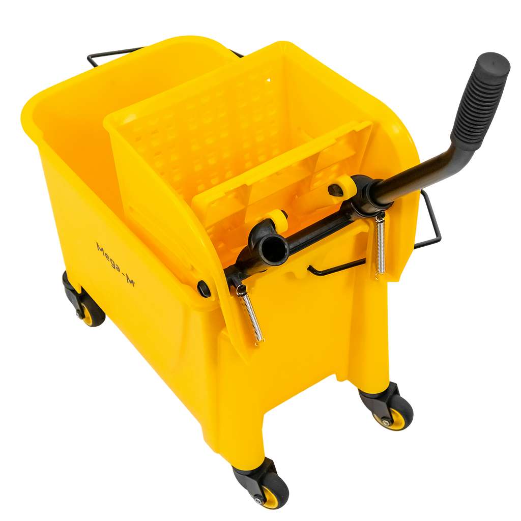 Wózek do sprzątania jednowiaderkowy z prasą 20L Mega-M żółty N - obrazek 13