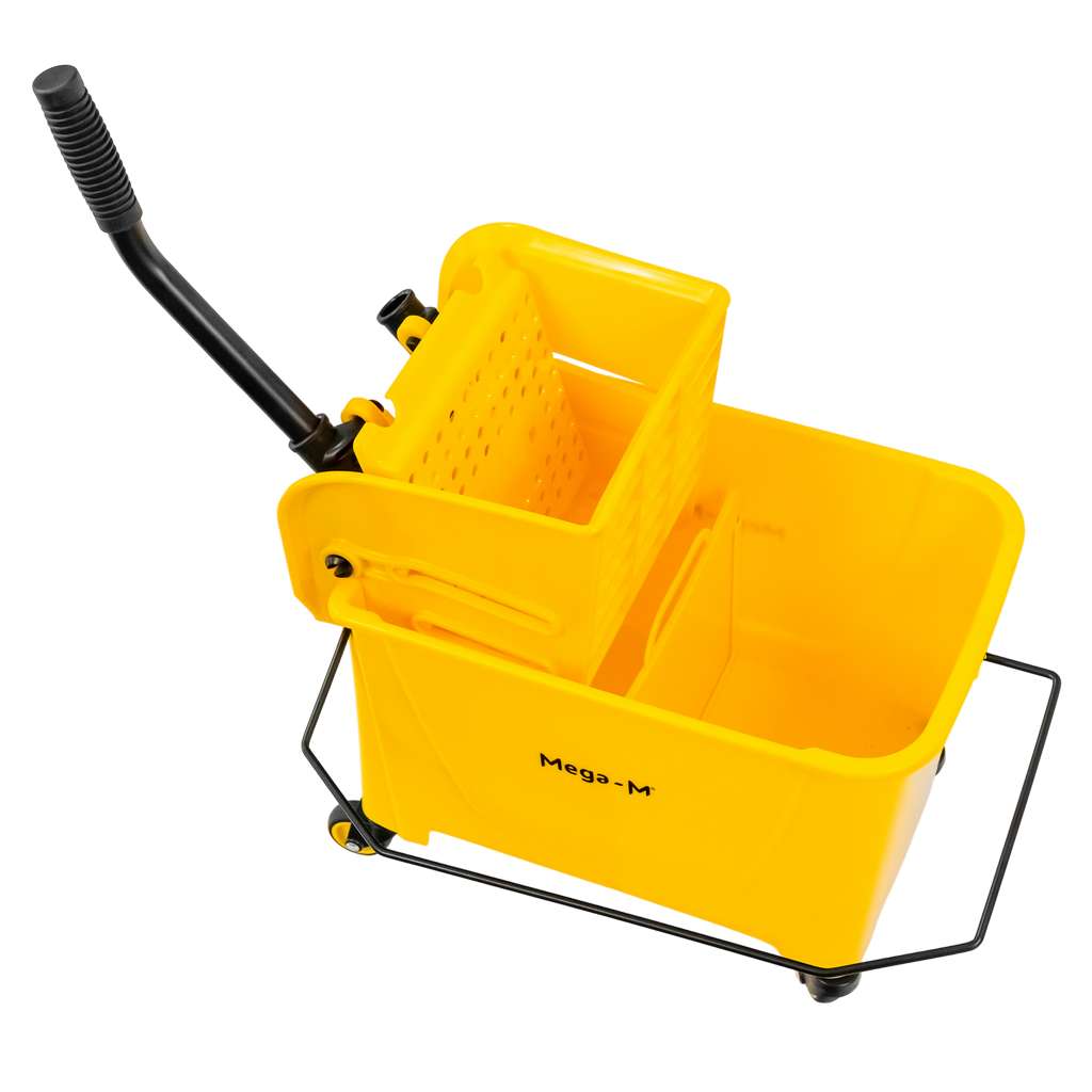 Wózek do sprzątania jednowiaderkowy z prasą 20L Mega-M żółty N - obrazek 10