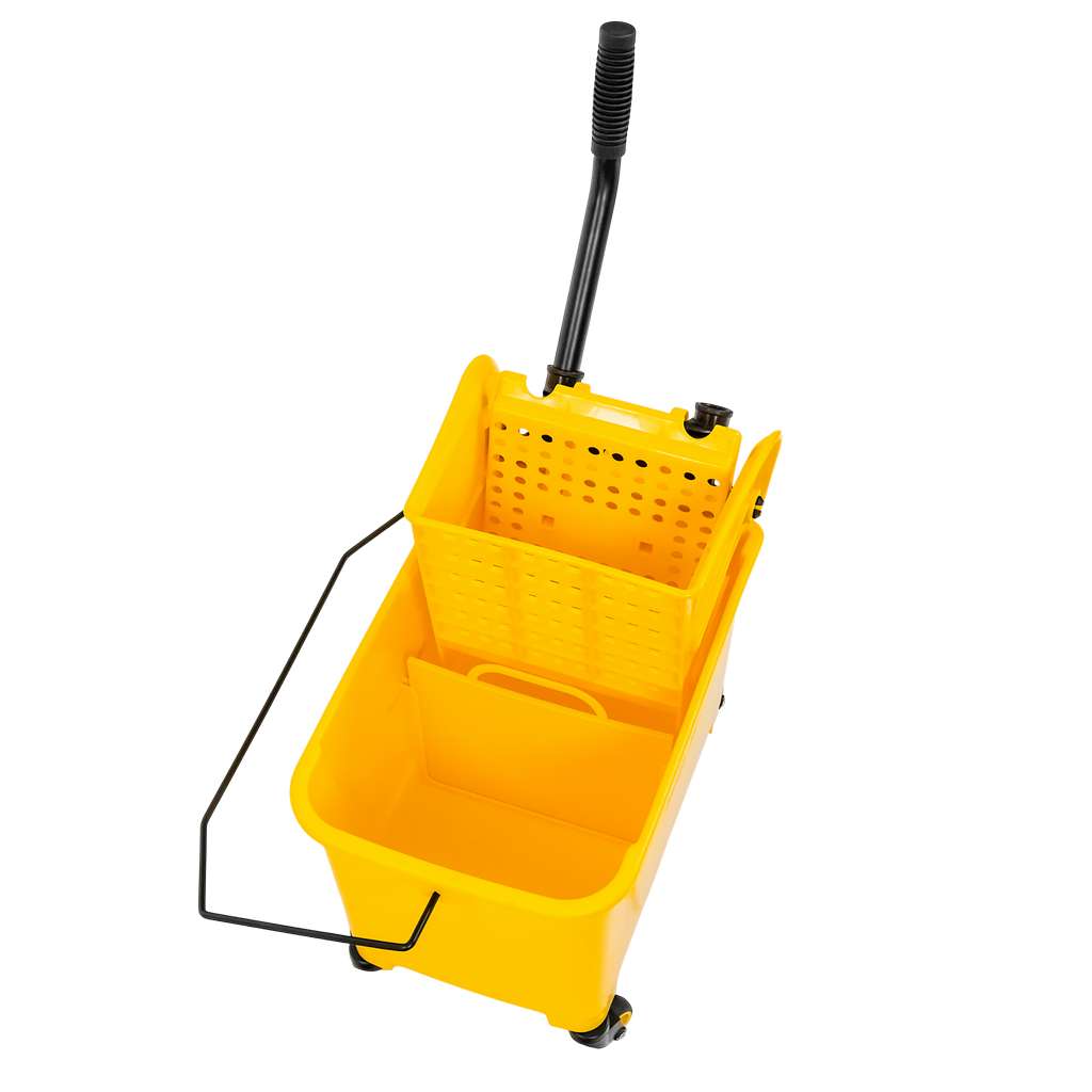 Wózek do sprzątania jednowiaderkowy z prasą 20L Mega-M żółty N - obrazek 9