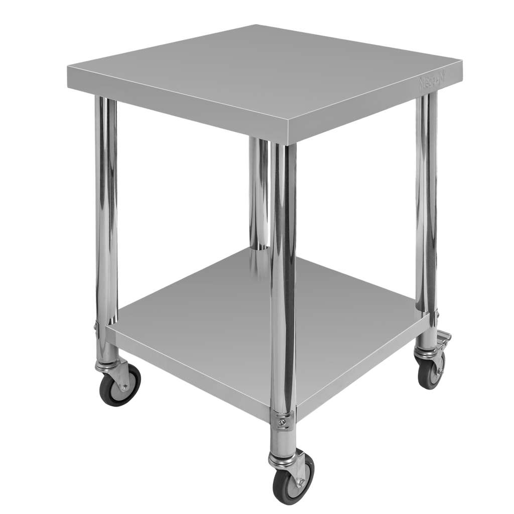 Stół ze stali nierdzewnej centralny z półką na kółkach Mega-M X STANDARD S-60 cm G-60 cm H-85 cm N - obrazek 2