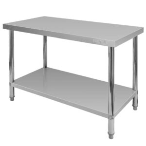 Stół ze stali nierdzewnej centralny z półką Mega-M X STANDARD S-120 cm G-60 cm H-85 cm N