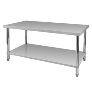 Stół ze stali nierdzewnej centralny z półką Mega-M X STANDARD S-160 cm G-60 cm H-85 cm N