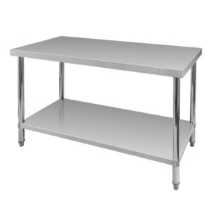 Stół ze stali nierdzewnej centralny z półką Mega-M X STANDARD S-140 cm G-60 cm H-85 cm N