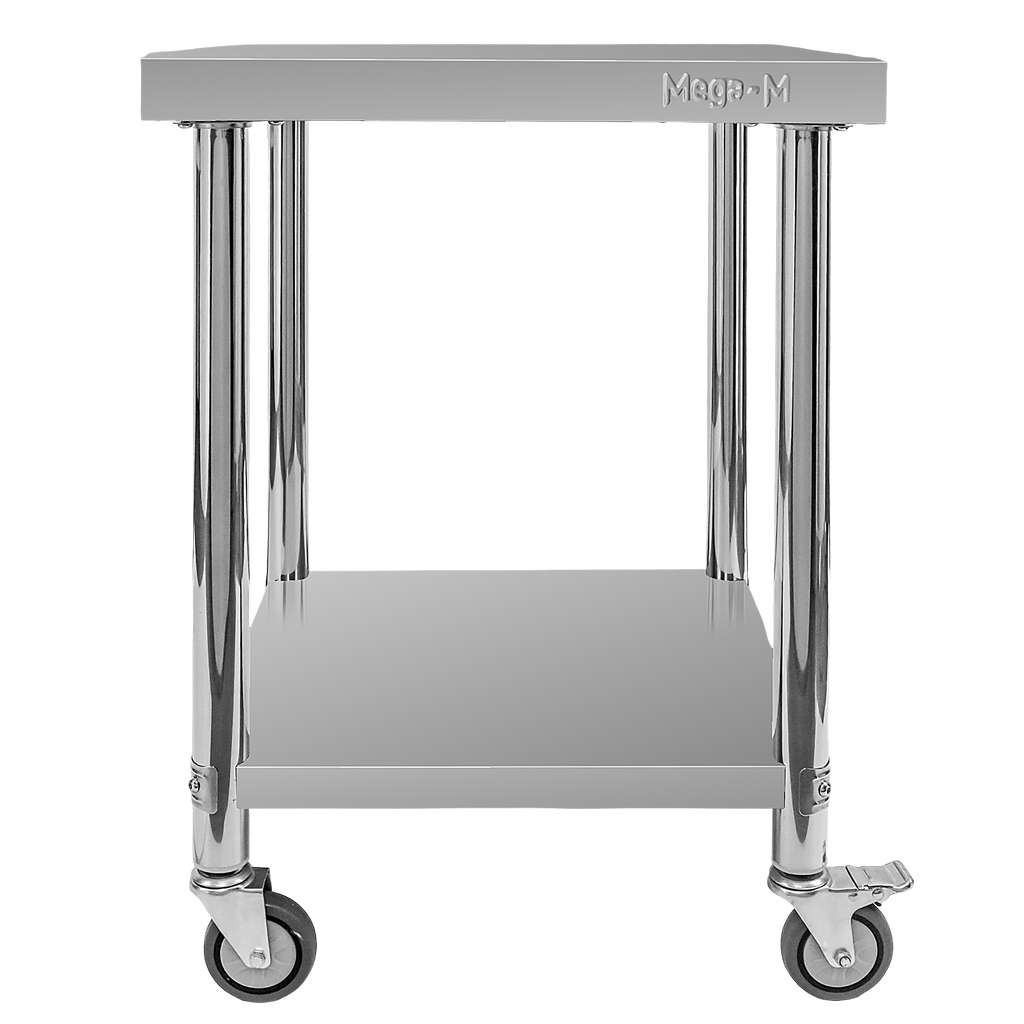 Stół ze stali nierdzewnej centralny z półką na kółkach Mega-M X STANDARD S-60 cm G-60 cm H-85 cm N - obrazek 3