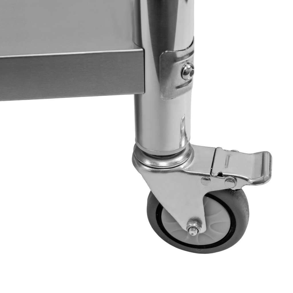 Stół ze stali nierdzewnej centralny z półką na kółkach Mega-M X STANDARD S-60 cm G-60 cm H-85 cm N - obrazek 10