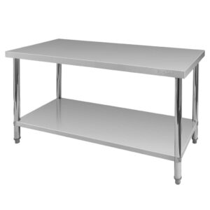 Stół ze stali nierdzewnej centralny z półką Mega-M X STANDARD S-150 cm G-60 cm H-85 cm N