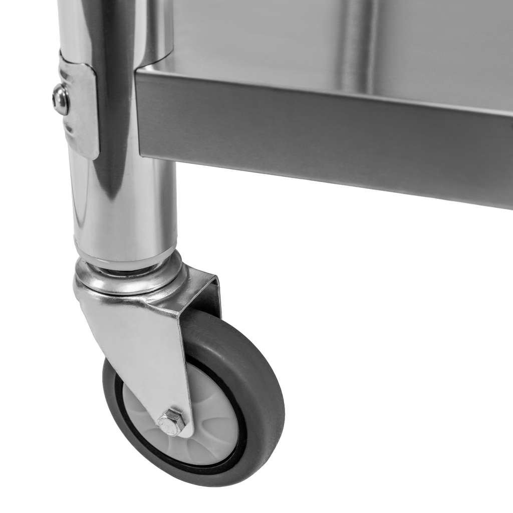 Stół ze stali nierdzewnej centralny z półką na kółkach Mega-M X STANDARD S-60 cm G-60 cm H-85 cm N - obrazek 9