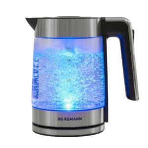 Czajnik elektryczny szklany BERGMANN ZH004 1,8L 2200W podstawa inox kształt cylindryczny N