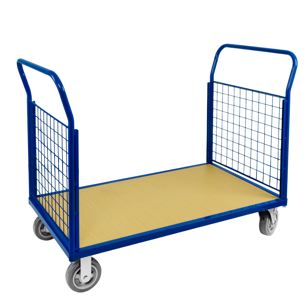 Wózek platformowy FORKBERG 500kg cztery burty siatkowane 110cm x 70cm x H-99cm niebieski N - obrazek 3