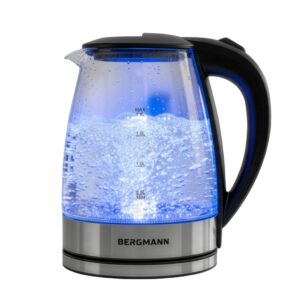 Czajnik elektryczny szklany BERGMANN ZH002 1,8L 2200W podstawa inox N