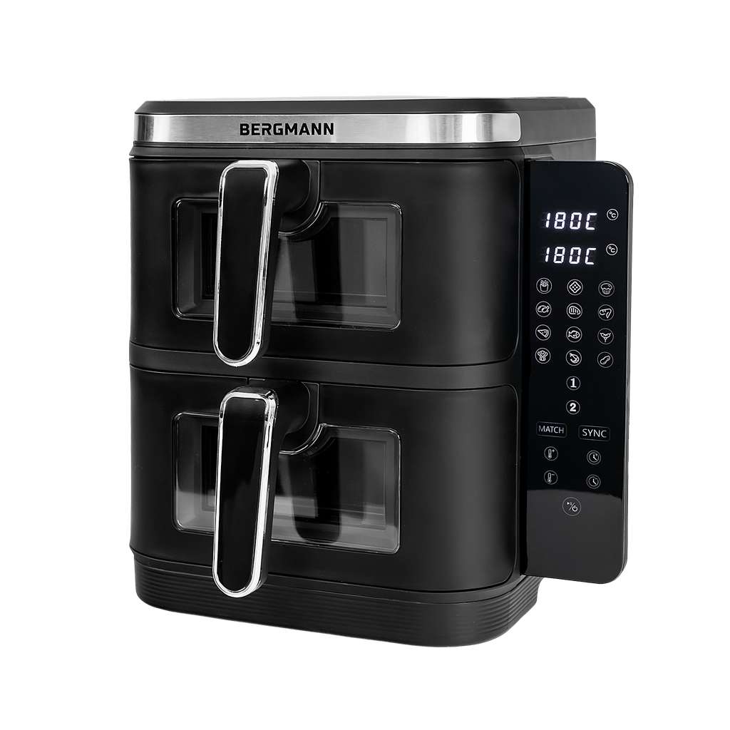 Frytkownica beztłuszczowa BERGMANN YI 2 komory pionowo 5,5l+5,5l 2800W książka N - obrazek 8