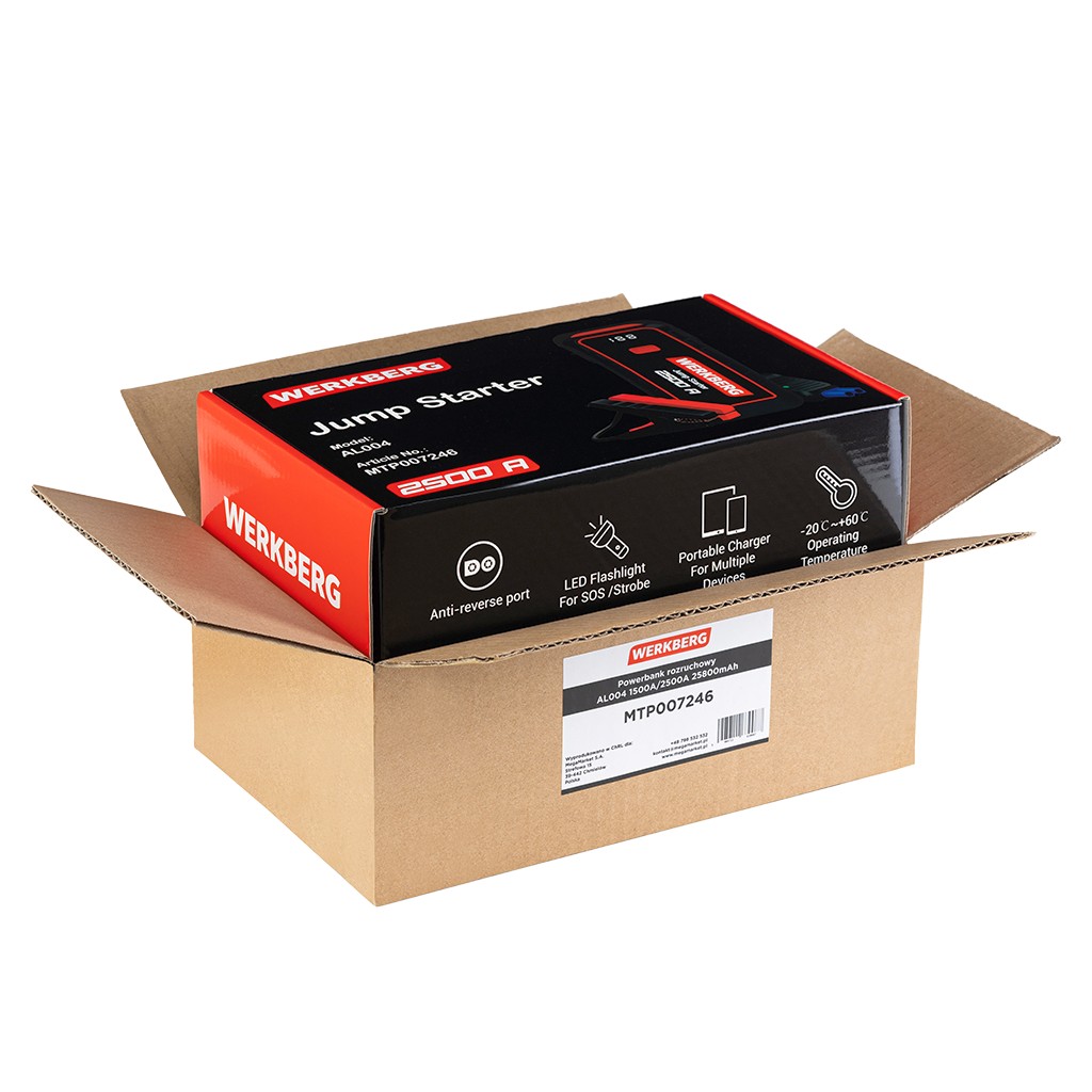 Powerbank rozruchowy WERKBERG AL004 1500A/2500A 25800mAh N - obrazek 12