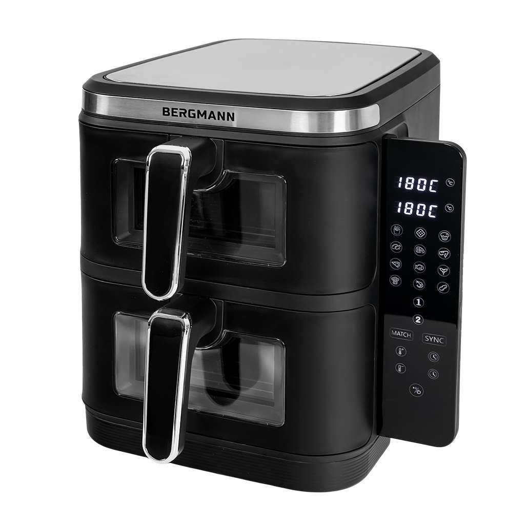 Frytkownica beztłuszczowa BERGMANN YI 2 komory pionowo 5,5l+5,5l 2800W książka N - obrazek 9