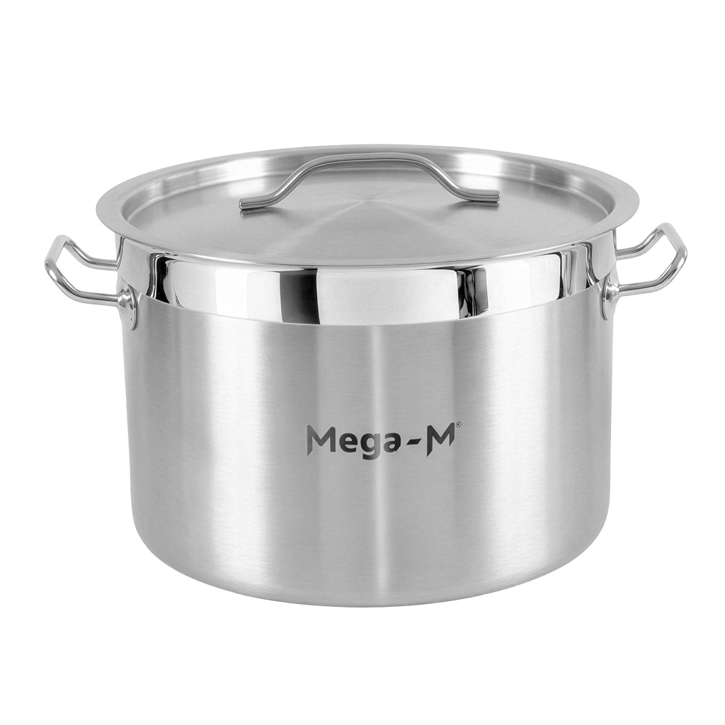 Garnek gastronomiczny średni z pokrywką Mega-M PRO 17l śr. 32 cm x h 22 cm N