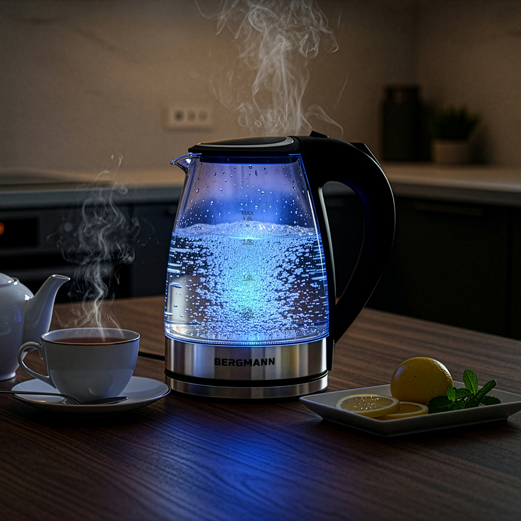 Czajnik elektryczny szklany BERGMANN ZH003 1,8L 2200W podstawa inox pokrywa na przycisk N - obrazek 5