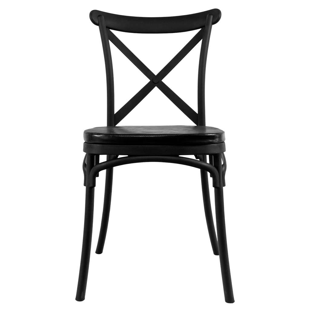 Krzesło bankietowe industrialne FURVERO BOHO PP poduszka ekoskóra kolor czarny ZESTAW 16 szt N - obrazek 3