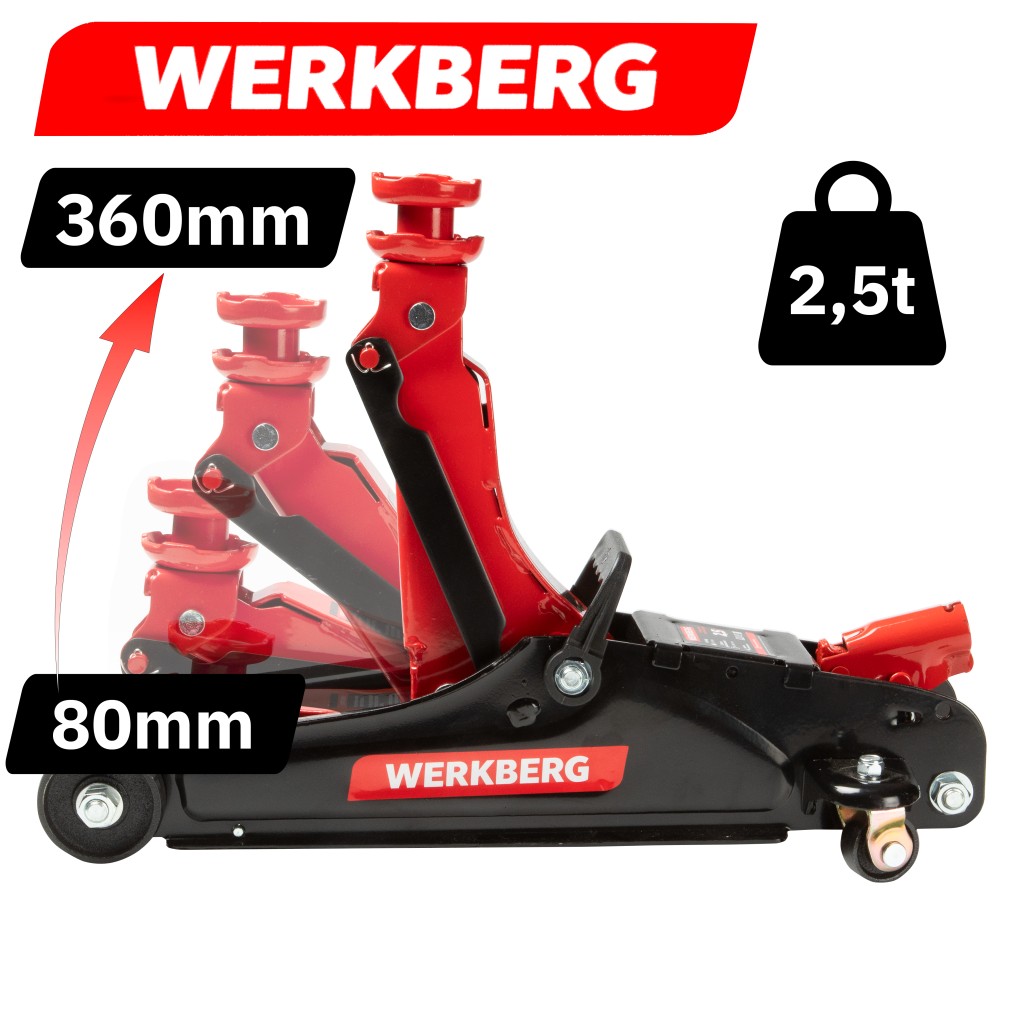 Podnośnik samochodowy niskoprofilowy WERKBERG 2,5T 80-360 mm N - obrazek 5