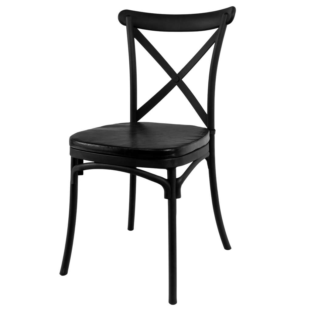 Krzesło bankietowe industrialne FURVERO BOHO PP poduszka ekoskóra kolor czarny ZESTAW 8 szt N - obrazek 2